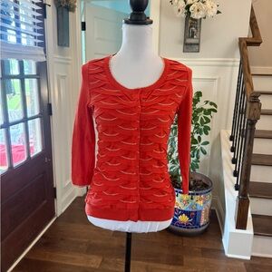 EUC Anthropologie Red/ Orange Textured Knit Sweater